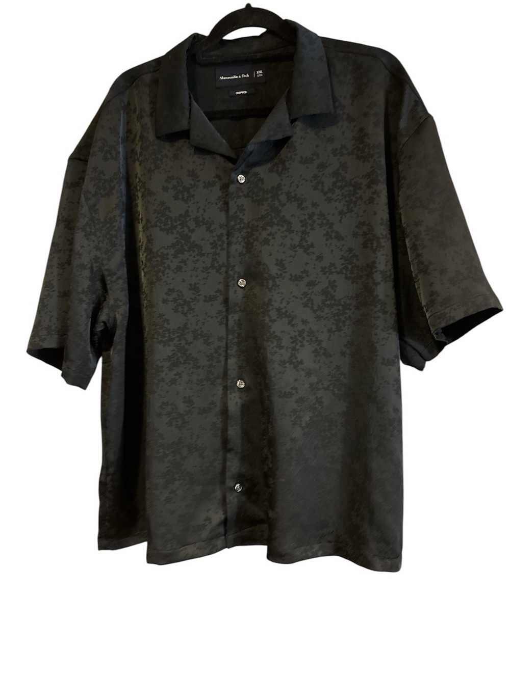 XXL Abercrombie & Fitch Men’s Black Short-Sleeve Jacquard Button Down Crop Shirt